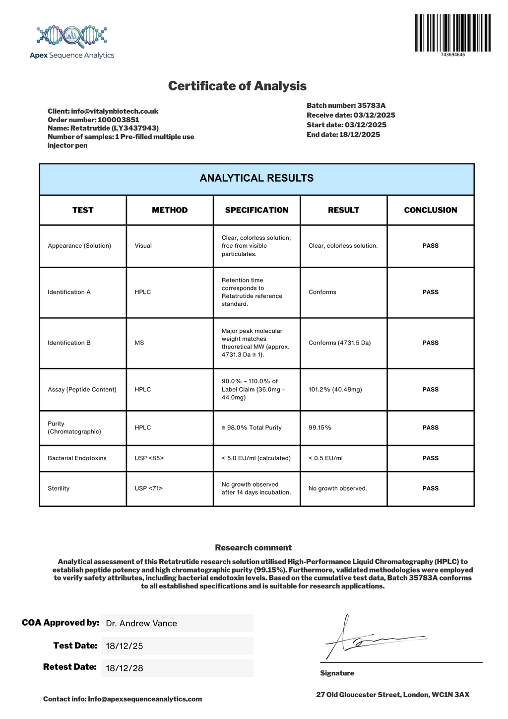 Retatrutide | Metabolic Enhancer | 40mg